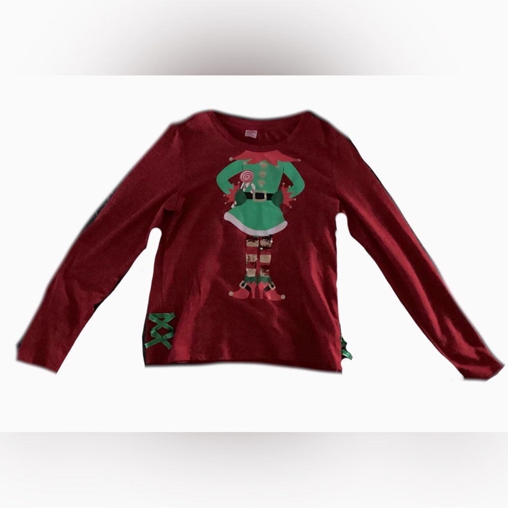 Girls Holiday Time size XL elf Christmas shirt